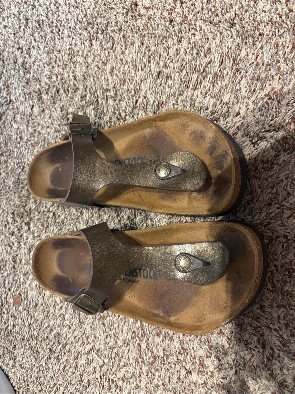 Birkenstock Metallic Brown Toe-Post Sandals size 38